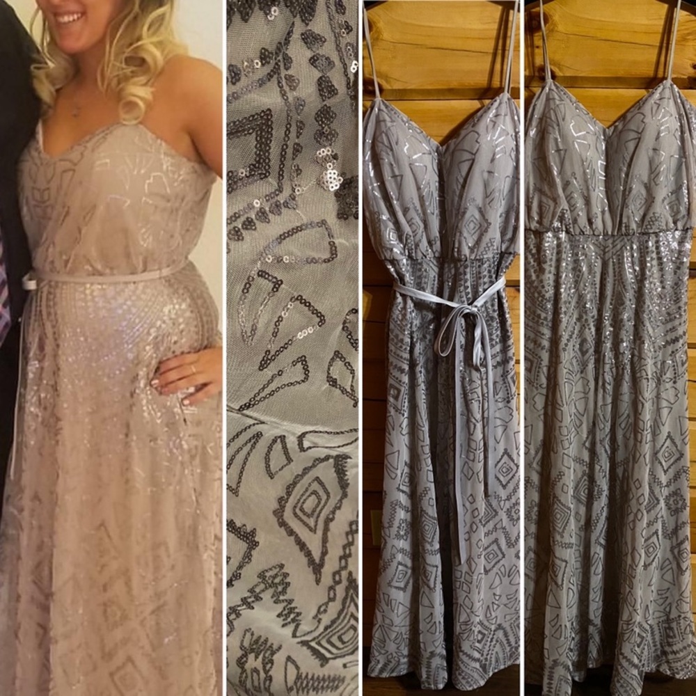 Grey/Light Mauve Sequin Dress, Altered to Fit as a Size 12 (I think).